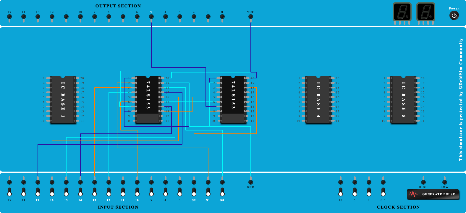 8:1 Multiplexer using IC 74LS153
