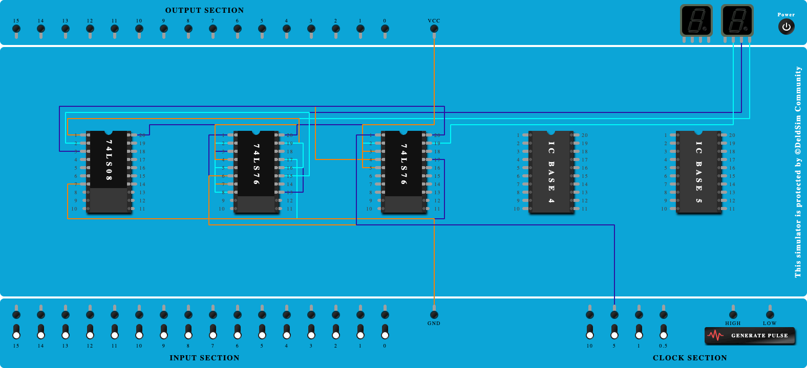 3-bit Synchronous UP Counter using IC74LS76