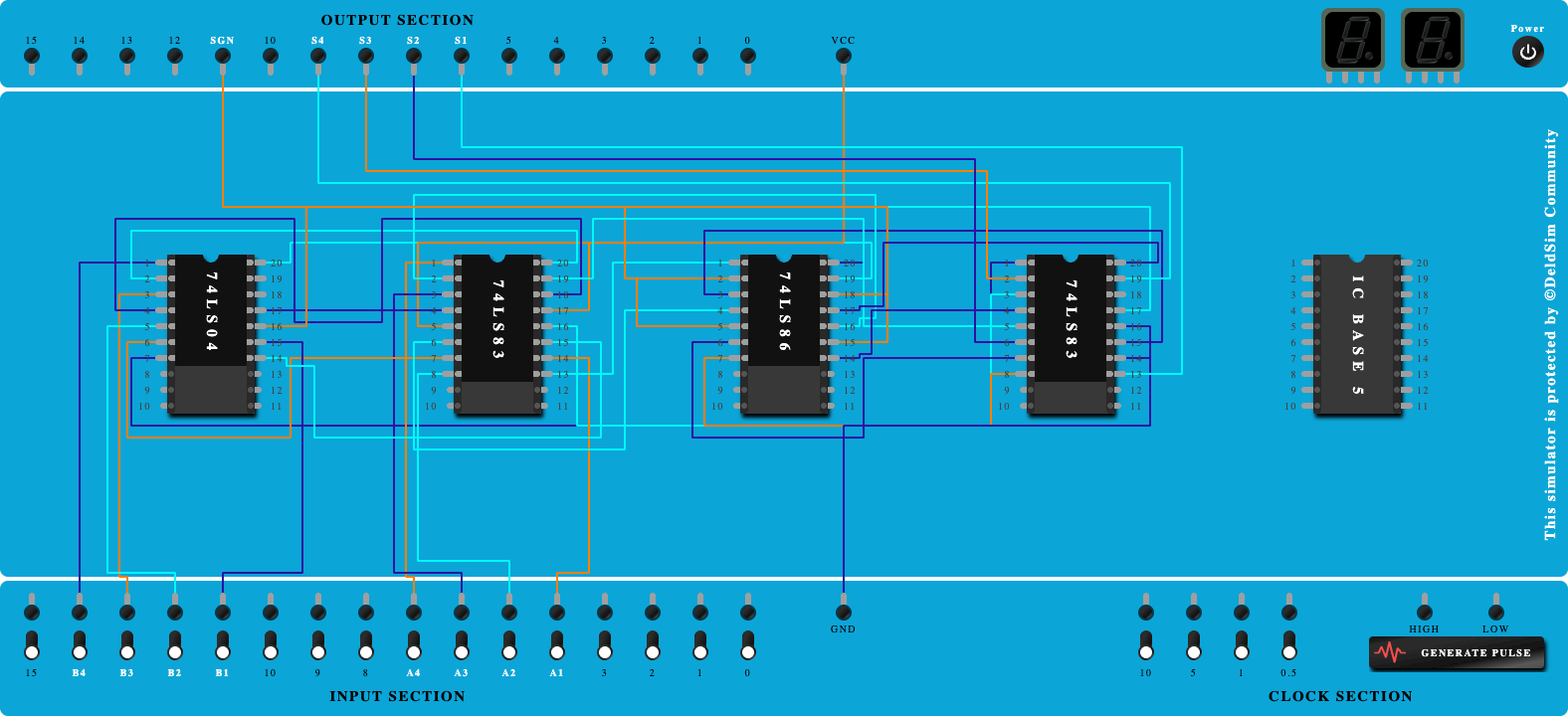 Design and Implement 4-bit Binary subtractor using IC-74LS83