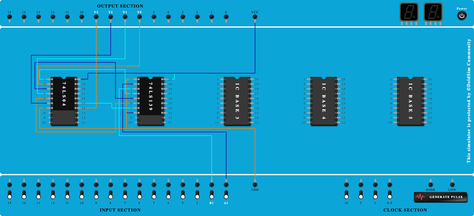 1:4 Demultiplexer Using IC 74LS139