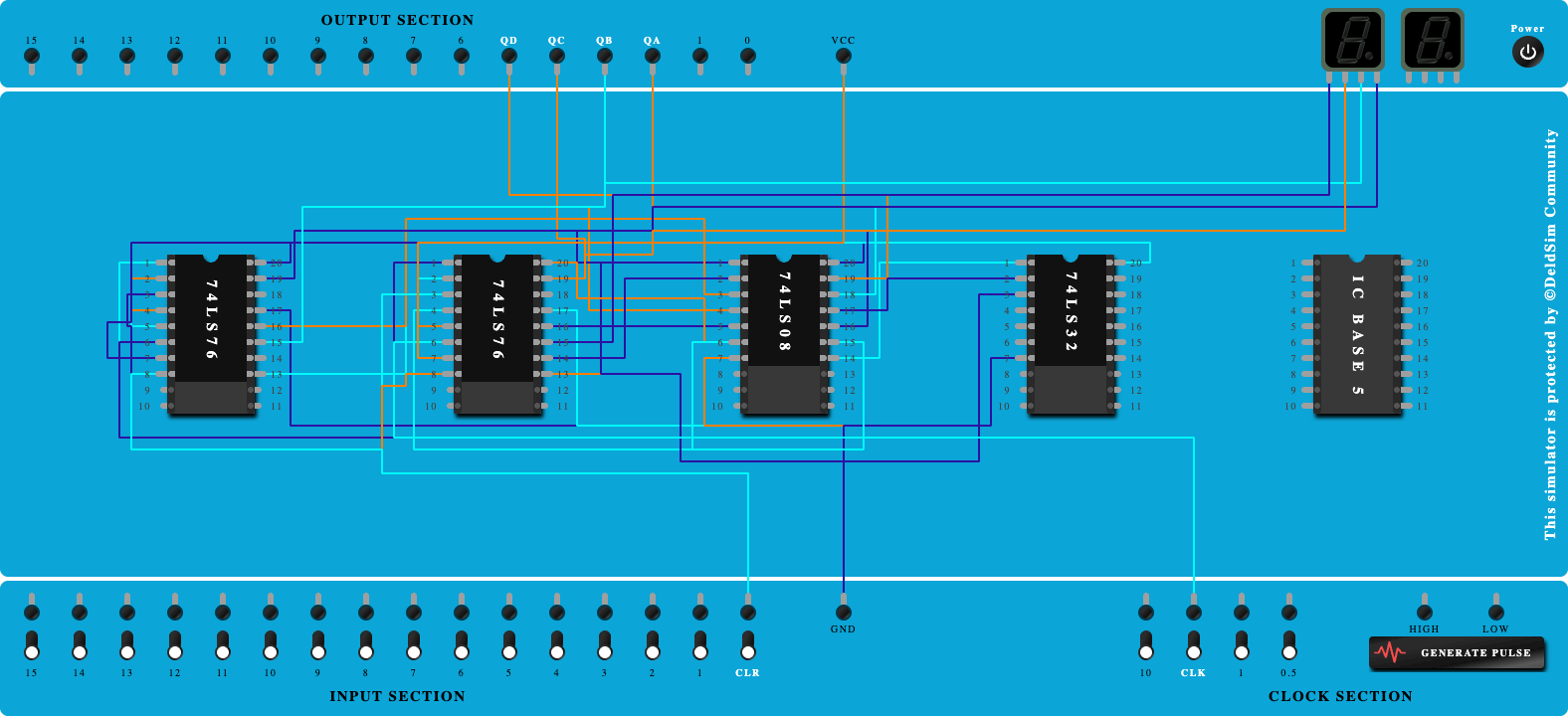 Decade 4-bit Synchronous counter using 74LS76