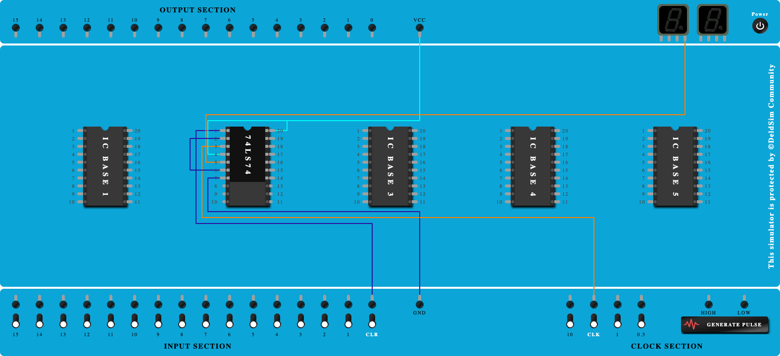 MOD-2 Counter using D Flip-Flop IC-74LS74