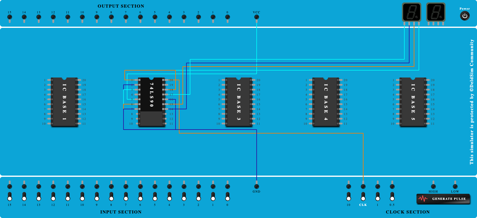 Mod-10 Counter using IC-74LS90