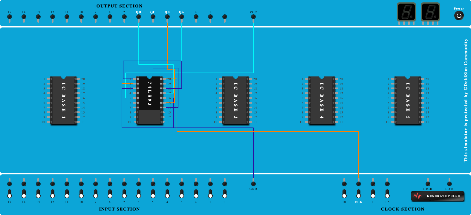 Mod-16 Counter using IC-74LS93