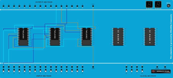 1-bit digital comparator using logic gates.