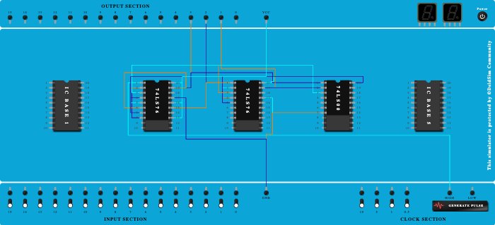 ASYNCHRONOUS 3 BIT UP COUNTER MODE 5 - MID TERM PRACTICAL