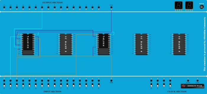 Function (0,3,7) using multiplexer 74153