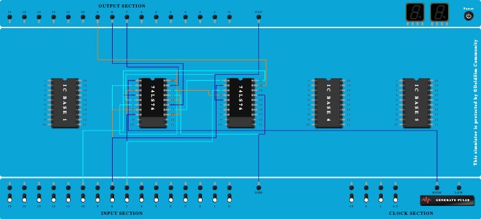 3 bit asynchronous down counter