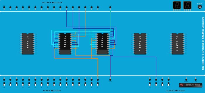 4-Bit Asynchronous DOWN Counter using 74LS76