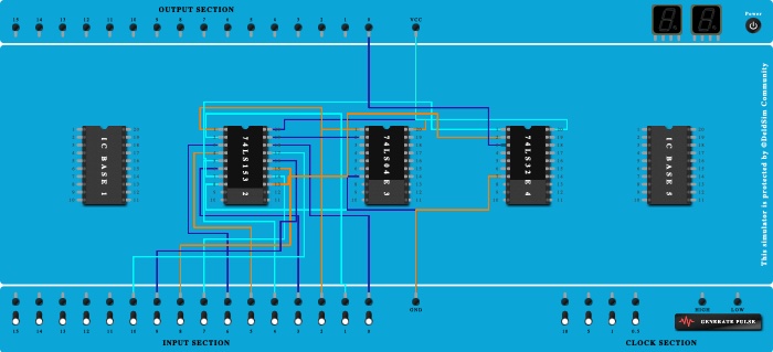 DC Experiment 1 8:1 MUX using 74LS153, 74LS04, 74LS32