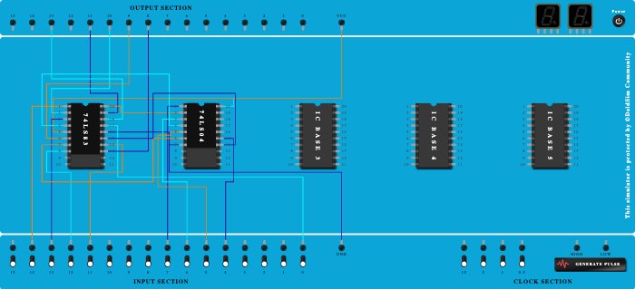 4 - Bit binary subtractor using 7483