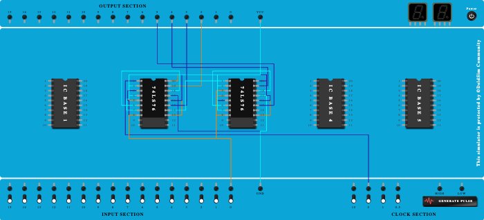 4-Bit Asynchronous DOWN Counter using 74LS76 - Copy