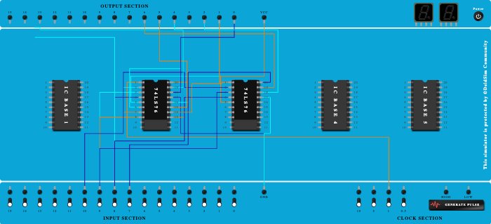 3 bit asychronous down counter