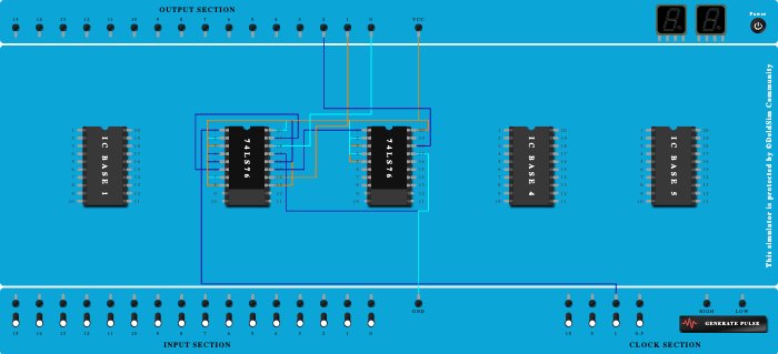 3bit asynchronous down counter -