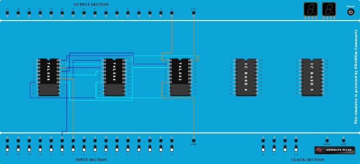 1-bit digital comparator using logic gates.