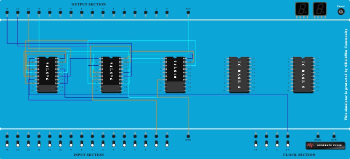 Mod 12 Asynchronus Down Counting using jk flip flop - Copy