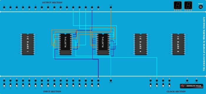 4-Bit Asynchronous DOWN Counter using 74LS76