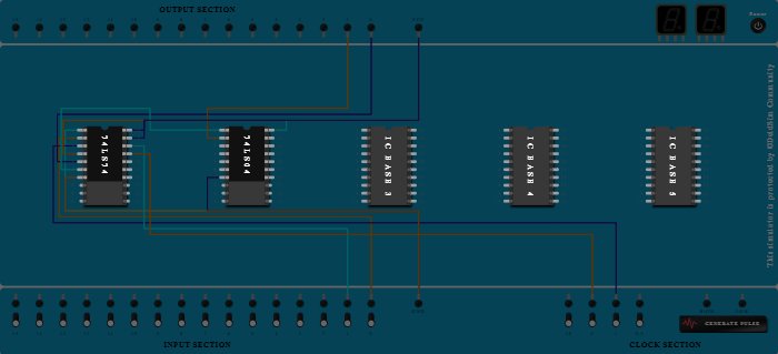Design and Implement 4-bit right shift and left shift register using D-flip flop IC-7474.