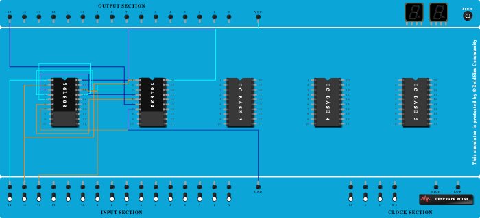Simulate the following circuit and write the truth table.