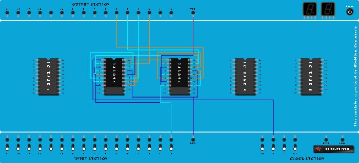 4-Bit Asynchronous DOWN Counter using 74LS76