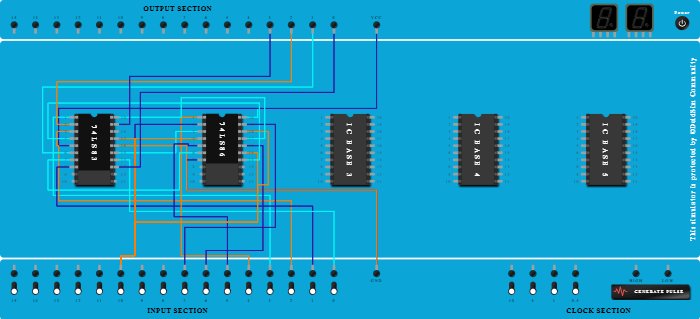 Design and Implement 4-bit Binary adder and subtractor with mode control using IC-7483.
