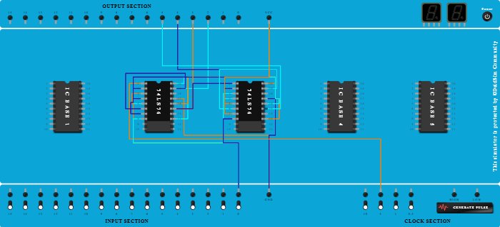 4-Bit Asynchronous UP Counter using 74LS76