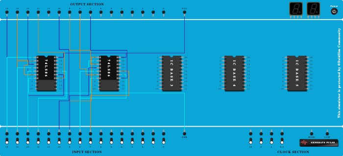 Binary to grey & Grey to binary converter using XOR Gate. - Copy