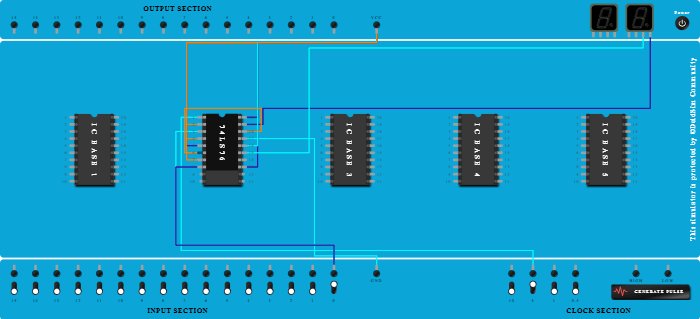 2-Bit Asynchronous down Counter using 74LS76