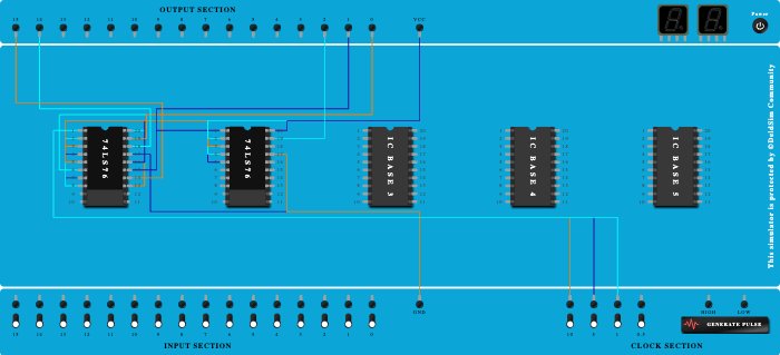 down and up counter 3 bit and two bit 7476 ic
